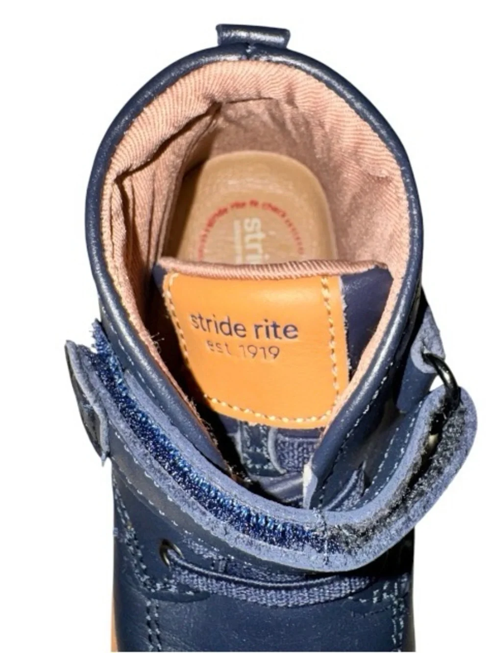 STRIDE Rite NAVY Leather SRTech Quinn Leather Boots boys shoes size 8